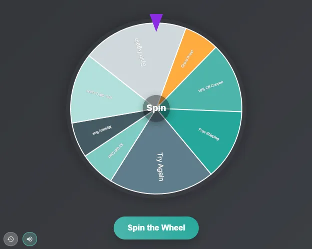 Spin the prize wheel button