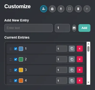 Customization icons for the random number picker wheel