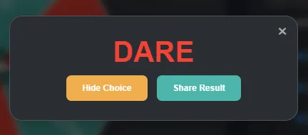 Truth or Dare result modal display
